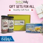 Nutrovally Edible Diwali 3 In 1 Gift Pack | With Chia, Flax, & Stress Relief Chamomile Tea | High In Omega-3, Protein & Fiber Rich | Premium Diet & Light Seeds For Eating 200+200+25Tea bags