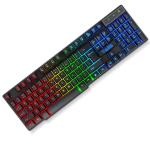 RPM Euro Games Gaming Keyboard Wired 7 Color LED Illuminated & Spill Proof Keys, Black, Medium