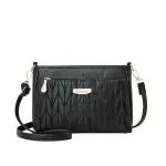 MOMISY Black Leaves Sling Bag with Long Strap