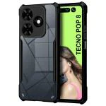Fashionury Shockproof Crystal Clear Back Cover Case for Tecno Pop 8 | 360 Degree Protection | Protective Design | Transparent Back Cover Case for Tecno Pop 8 (PC, TPU | (Black Bumper)