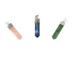Astroghar Natural Lapis Lazuli Rose Quartz Green Aventurine Crystals Pencil Shaped Base Metal Green Pendent For Men And Women