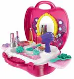 MIMY Beauty Set for Kids Girls 3 in 1 Learning Educational Make Up Suitcase Kit with Makeup