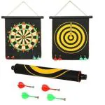 KARTUNBOX Magnet Dart Board Game (15 Inch) for Kids, Double Sided Indoor & Outdoor Magnetic Dart Board with 4 Darts for Game and Multipurpose (Multicolor)