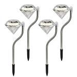 SAHAPECT 1 LED Diamond Solar Waterproof Automatic Outdoor Garden Stake Decorative Light Lamp for Path Walkway Patio Lawn Yard (Warm White Color Pack of 4)