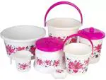 Uma Heavy Duty 7 Piece Bathroom Set: Crafted from Durable Plastic Large Capacity 20 L Plastic Bucket  (Pink)