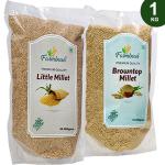 Farmbean Millets Combo 1KG Pack of 2| Natural Grains Unpolished Millets | Little 500g, BrownTop 500g | Low GI Rice | Nutrient Powerhouse, High Protein & More Fibre than Rice