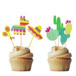 Festiko 24 Pcs Alpaca Cactus Bell Sombrero Cupcake Toppers Llama Cake Insert Picks Decorations For Mexican Fiesta Themed Party Birthday Party Wedding Party