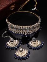 Sukkhi Tranditional Black Choker Necklace Chandbali Earring Jewellery Set with Maangtikka Jewellery Set for Women | NS105479