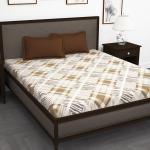 Story@Home 240 TC Cotton Aviator King size Bedsheet with 2 Pillow Covers, Texture Pattern , White & Beige