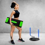 Wearslim Professional Aerobic Exercise Step Deck with Screw-Free Design Skipping Rope, 2 Level Adjustable Workout Stepper Exercise Platform with Risers & PVC Jump Rope For Fitness (Green, Assorted Rope)