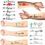 Voorkoms Heart Arrow with Love Arrow Tattoo Waterproof For Boys and Girls Temporary Body Tattoo