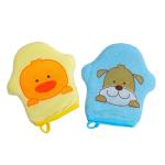Babymoo Blue, Yellow Plastic Duck Puppy Love Hand Glove Bath Sponge (Pack Of 2)