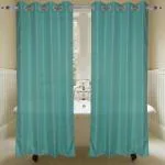 Parda Online Green Geometric Polyester Eyelet Romantic Shower Curtain 7ft, (Pack of 1)