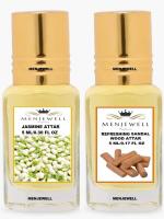 Menjewell Combo Pack 2PCS AttarJasmine, Refreshing Sandalwood 5ML Floral Attar (Sandalwood, Floral)