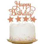 Zyozique Happy Birthday Cake Topper - Glitter Red Birthday Cake Topper Decorations, Suitable for Happy Birthday Sign, Birthday Party or Birthday Photo Booth Props