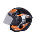 Sage Square Deltz Speed ISI Certified Open Face Helmet (XL, Black Glossy - Orange Graphics)