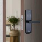 Godrej Locking Solutions and Systems Digital Locks I Catus Touch Plus I Smart Lock for Wooden Door I 4 in 1 Access I Fingerprint I RFID I PIN Access I Mechanical Key I Black Finish I 3 Years Warranty