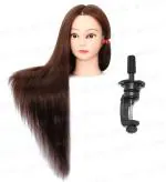 AHS Hair Extensions And Wigs Hair Dummy For Hair Styling Practice/Cutting Hair Dummy With Free Clamp Stand (Length 26 Inch) (Brown)