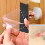 Self Adhesive Tape Double Sided Heavy Duty Tap for Wall, Kitchen, Office, Wall, Car | Stickers for Home (Size - 6cm x 6cm Each) (Pack of 10), Clear