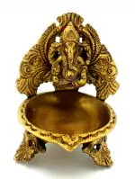 Arihant Craft God Ganesha Oil Lamp Handcrafted Showpiece - 12.5 cm (Brass, Gold)