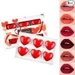 CLASSYHUDA Professional Heart Shape Mini 6 Colors Lipstick Set Matte Velvet Cute Lipstick Makeup Gift Set for Women and Girls