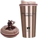Baskety Insulated Mug Coffee Tumbler Vacuum Insulated Coffee Mug Tumbler with Lid 500ml(Gold)