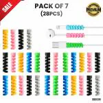AMS Cable Protector Data Cable Saver Charging Cord Protective Cable Cover Headphone MacBook Laptop Earphone Cell Phone (Set of 7, 28 Pcs) Multicolor