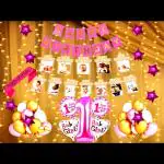 SV Traders 1st Birthday Decoration For Girl/Pink Theme Combo Kit Of 52 Pcs-Pink Bunting Banner(13)+Fairy Led Light 5 Meters+Photo Banner 1-12 Months+Baby Girl 1st Birthday Foil Set Of 5+Foil Pink Stars 5 Inches(10)+Happy Birthday Sash Multi Color(1)