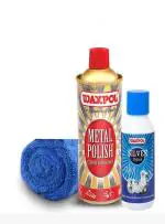 Waxpol Festive Kit Metal Polish 200ml Silver Polish 100ml with Microfiber Complete Cleaning & Shining Set for Silverware, Jewelry, Brass, Copper, Stainless Steel & Chrome - Removes Tarnish & Restores Long-Lasting Shine