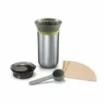 WACACO Cuppamoka Pour-Over Coffee Maker, Portable Drip Coffee Maker, Filter American Coffee Machine with 10 Cone Paper Filters, Manually Operated, Stainless Steel Coffee Brewer, 10 fl oz