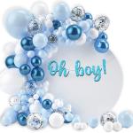 Festiko Oh Boy! Blue - Set of 51 Pcs (Banner + Balloons) , Welcome Baby Decorations
