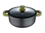 Bergner Elements Pre-Seasoned Cast Iron Casserole with Glass Lid, 24cm, Induction Base, Olive Green