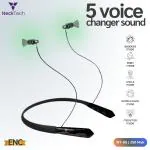 Necktech NT95 Voice Changer ENC Neckband with 5 Types of Voice Changer During Call Bluetooth Headset (Black, True Wireless)