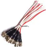 TAAPSEE 5 Pieces BNC Connector with Copper Wire Moulded Red White - 18CM For Surveillance CCTV Camera Wire Connector (Red, Pack of 5)