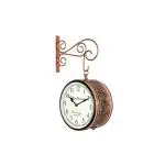 Krishna Handicrafts Antique Round Metal Double Sided Railway Station Clock for Home and Office (Copper, 8 Inch)