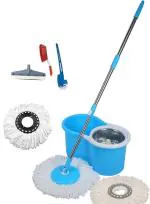 MAGICBUYS Combo Dry Magic Bucket with Steel Spinner Mop With 3 Refills Mop Set ()