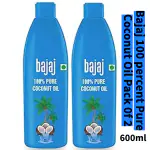 Bajaj 100 percent Pure Coconut Oil 600 ml Pack 0f 2