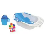 BUMTUM Baby Bath Tub With Floating Balls & Baby Bathing Mug Seat Sling, Anti-Slip Kids Bathtub For Baby Shower - Blue