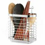 Qawvler Stainless Steel Cutlery Empty Holder Drainer Spoon Fork Chopsticks Storage Silver