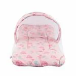 BUMTUM Print Cotton Bear Bedding Set With Mosquito Net and Head Pillow Zip Closure, Gadda Set