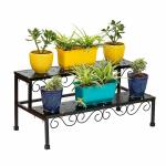 Equal RustProof Rectangular - 2 Step (Tier) Iron Metal Stands For Plants, Pots and Gamla For Balcony/Outdoor/Indoor/Home Decor/Terrace Garden (Full Platfrom)