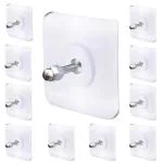 LALAN Wall Hooks For Home & Kitchen - Without Drilling Hooks Adhesive / Wall Hanger For Clothes / Stainless Steel (10PCS)