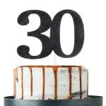 Festiko Black Glitter Number 30 Cake Topper For 30th Birthday, Wedding Anniversary Party Decoration