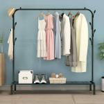 ADA Premium High Density Metal Garment Rack with Top Rod and Lower Storage Shelf with 8 Hooks| Heavy Duty Clothes Coat Stand, Shoes Rack,Living Room and Entryway - 110 x 38 x 148cm (Black)