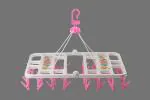 UrbanWare Clip and Drip Hanger with 28 Clips Plastic Swivel Hook Portable Folding Drying Rack Baby Clothes Hanger Foldable Travel Accessories for Socks Bras Lingerie Towels Underwear Gloves