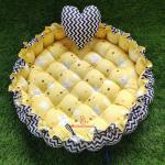 Motherhood Yellow Cotton Baby Tub Bed And Heart Shaped Pillow Bedding Set