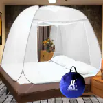 Maruti Enterprise Polyester Adults Washable Foldable Double Bed Net with Ventilation Visibility & safety from insect Mosquito Net (White Tent)