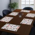 Dakshya Industries Printed PVC Rectangle Shape Placemats Cutwork Geometric Design for Kitchen, Restaurant, Dressing Table Mats, Drawer Mat and Dining Table Mats Set Of 6 - Purple