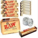 OutonTrip RAW Rolling Tray + 110mm RAW Roller + RAW King Size Rolling Papers + RAW Filter Tips + Classic Metallic Grinder