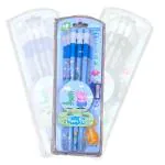 AMB Boys Peppaa Stationery Set of 12 HB Pencils, Sharpener, Eraser & Pencil Cap | Birthday Return Gift |School Supply Set(pack of 1) Boys
